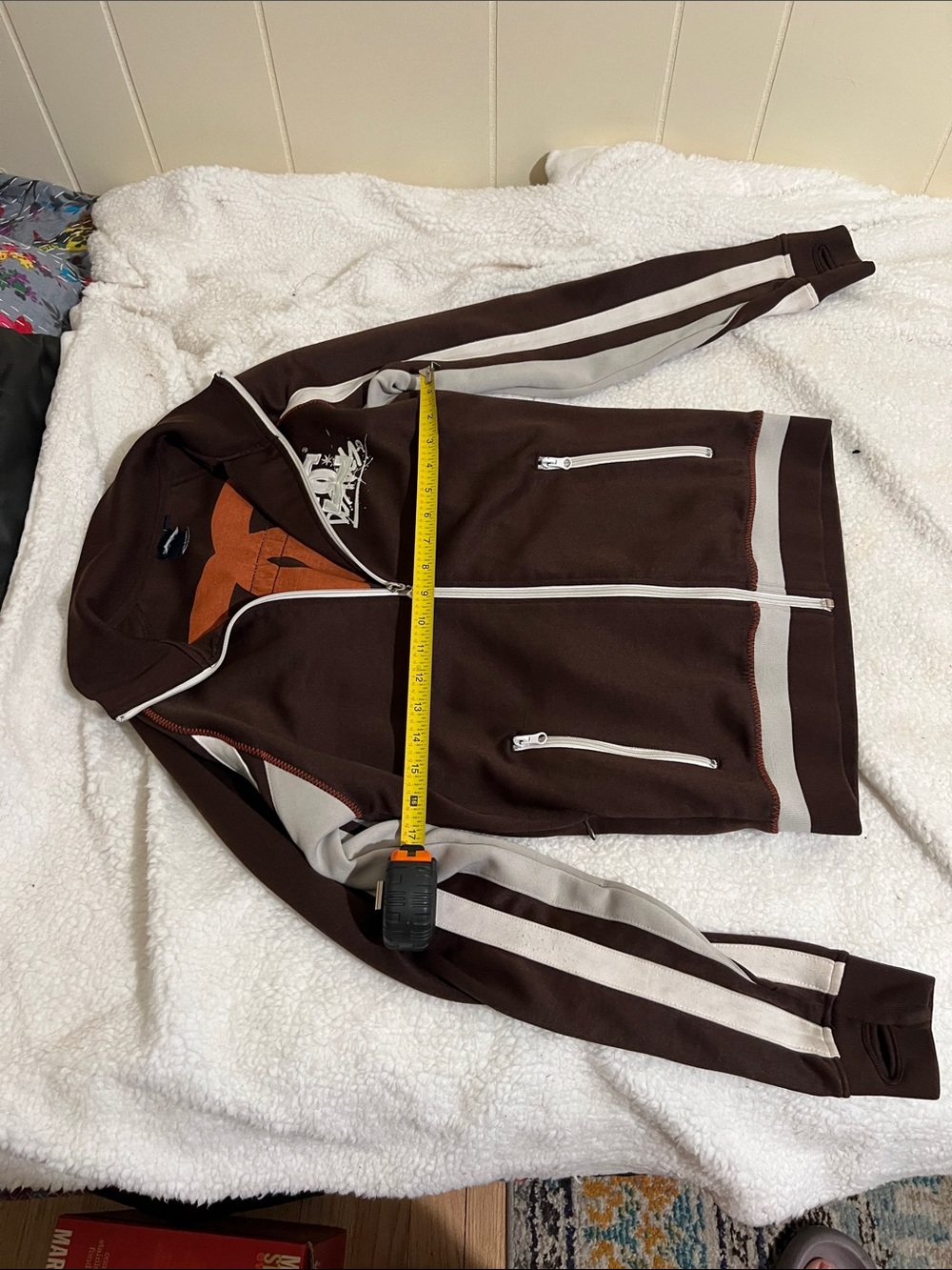 DC Women’s Dark Brown Track Jacket with White Stripes - Picture 5 of 13
